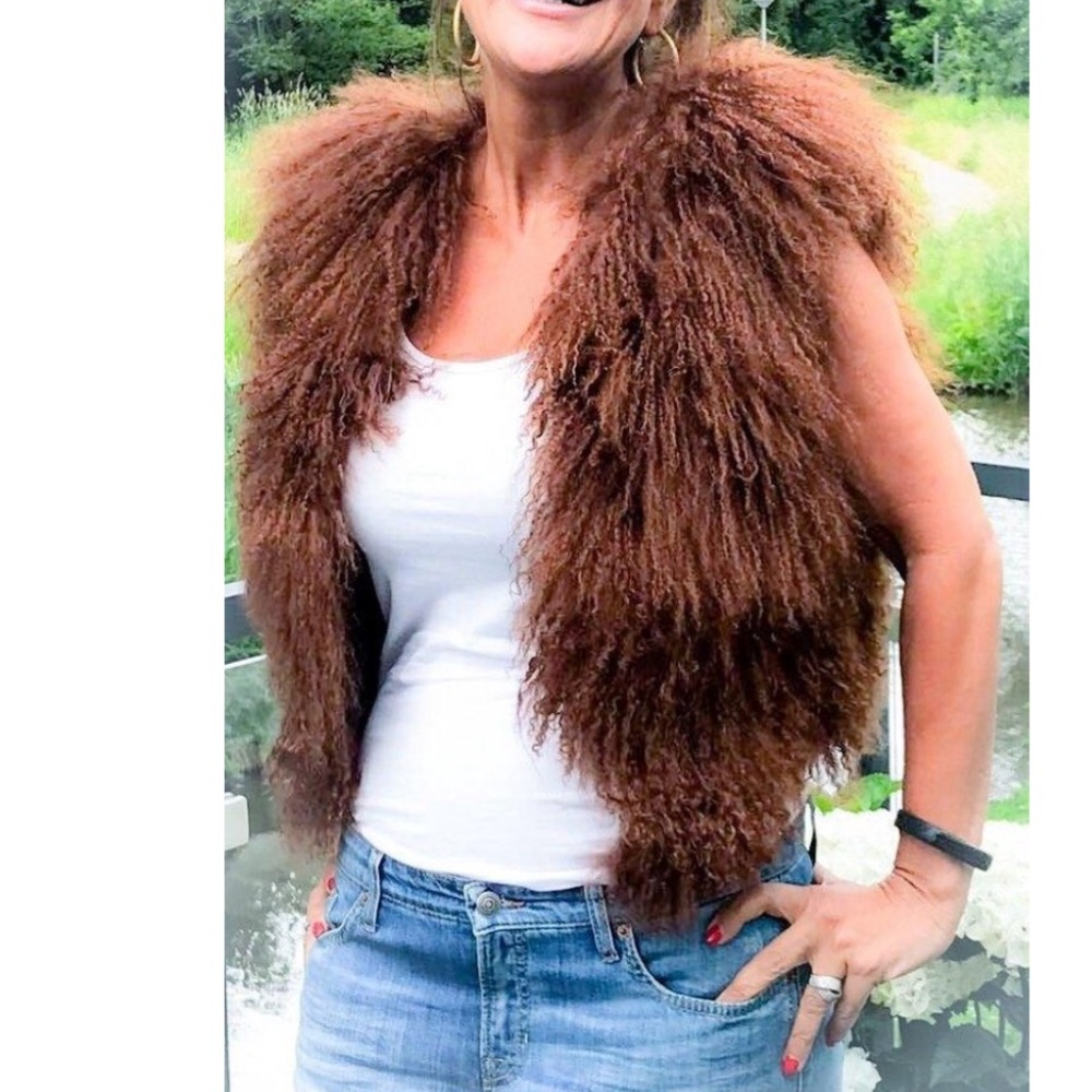FROM PARIS FRANCE Brown Faux Fur Vest